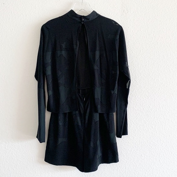 Tibi Black Long Sleeved Printed Romper size 2 - Picture 2 of 9